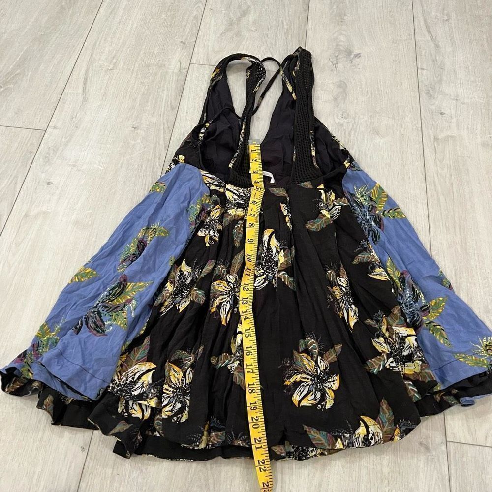 Free People Medium Thought I Was Dreaming Dress Crochet Flowy Floral Black Blue - Picture 3 of 10
